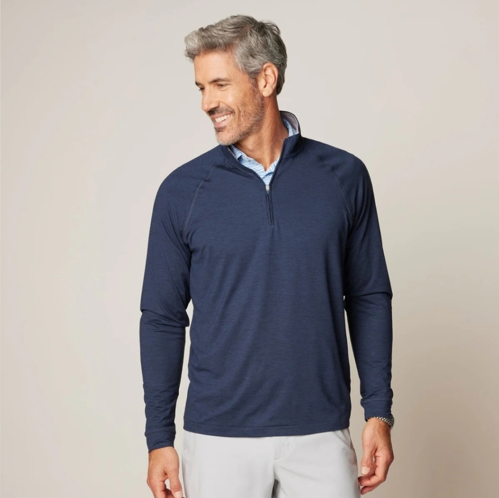Men's Navy Long Sleeve Quarter-Zip Pullover